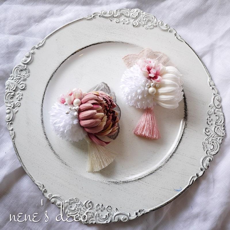 キッズ 七五三 髪飾り 7歳 3歳 大人女子 エクリュグレイスマムとMOKUBA