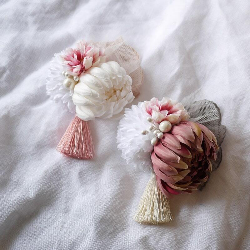 キッズ 七五三 髪飾り 7歳 3歳 大人女子 エクリュグレイスマムとMOKUBA  