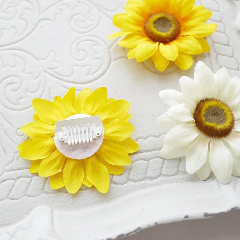 犬 花 リボン ひまわりのフラワーコームピン cat アクセサリー