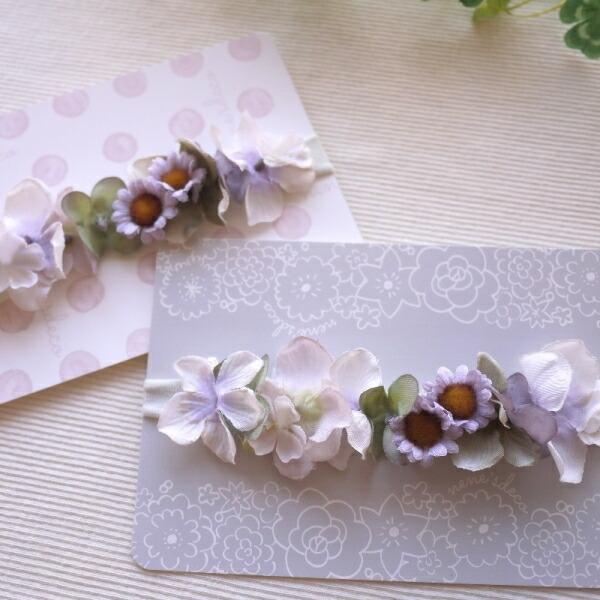 キッズ ベビー ヘアバンド 花かんむり くすみラベンダーハイド