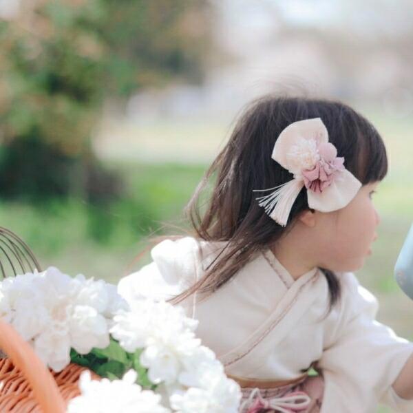 キッズ ひなまつり りぼん 髪飾り 桜と組紐りぼん・ちりめん キッズ ひなまつり りぼん 髪飾り 桜と組紐りぼん・ちりめん