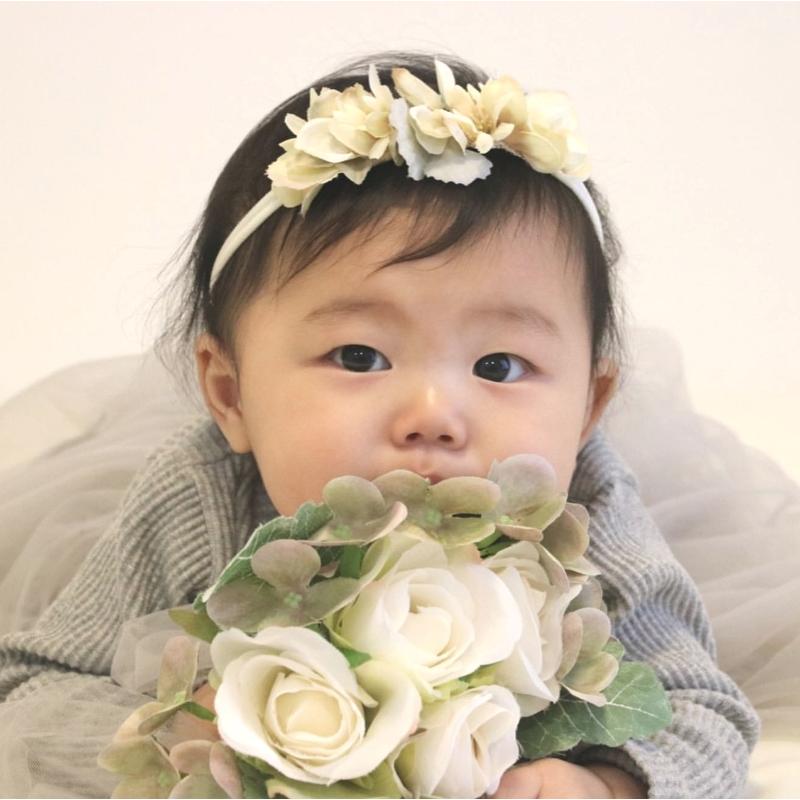 キッズ 花かんむり ベビー ヘアバンド ミルクベースのドライ