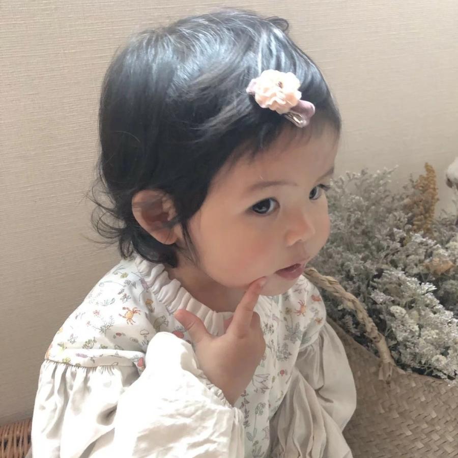 NO.3（ヘアクリップ）サテンリボン ピンク系②【ベビー・キッズ 