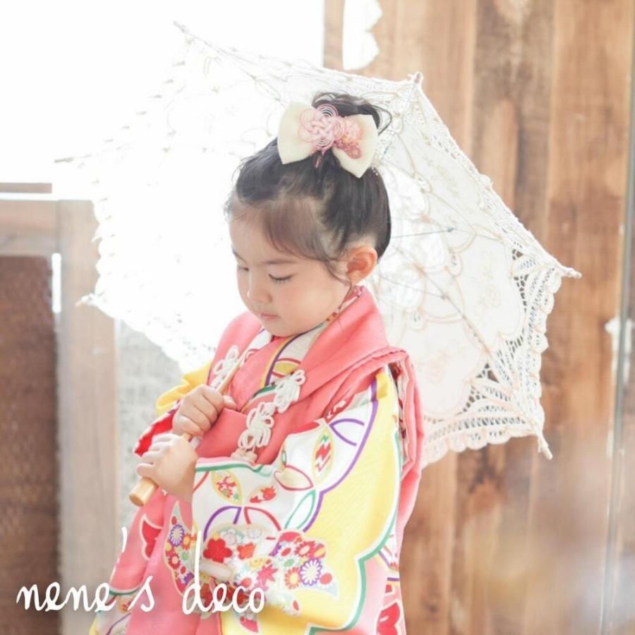 キッズ 七五三 髪飾り ちりめん紐と組紐のモダンリボン和飾り ベビー