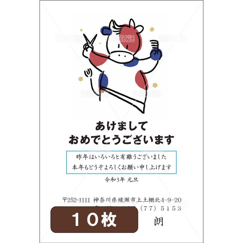 10枚 丑年 21年 年賀状印刷 差出人印刷 挨拶文変更可 校正あり 理容 美容 ネイル エステサロンなど 職業別 お年玉年賀はがき ハガキ 葉書 デザイン９ S 009 010 年賀状畑 通販 Yahoo ショッピング