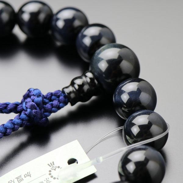 ≪特別価格≫数珠 男性用 22玉 青虎目石 梵天房 数珠袋付き | 数珠 パワーストーン はな花 | 02