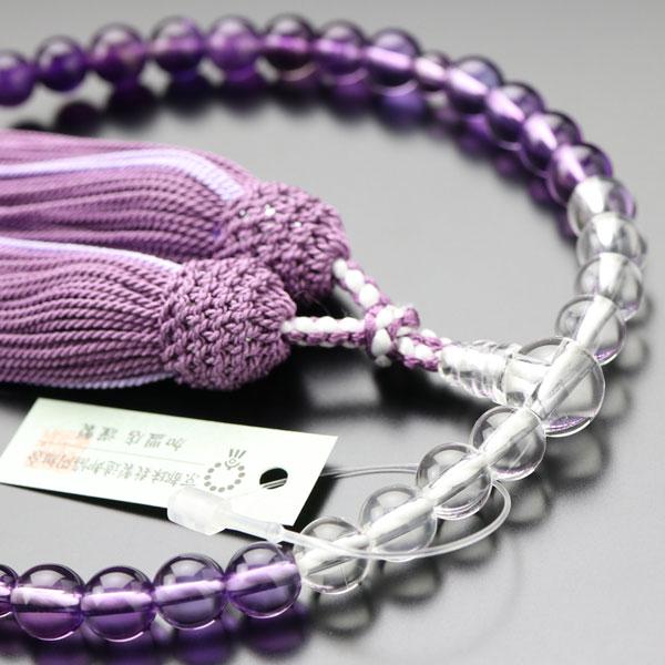 ≪特別価格≫数珠 女性用 約7ミリ 紫水晶 グラデーション 正絹2色房 数珠袋付き｜nenjyu｜03