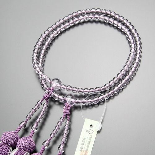 数珠 女性用 二連 八宗派兼用 8寸 ローズアメジスト 正絹2色房 数珠袋付き | 数珠 パワーストーン はな花
