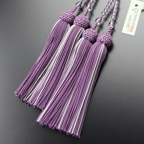 数珠 女性用 二連 八宗派兼用 8寸 ローズアメジスト 正絹2色房 数珠袋付き | 数珠 パワーストーン はな花 | 02