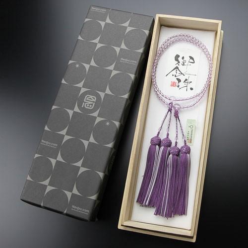 数珠 女性用 二連 八宗派兼用 8寸 ローズアメジスト 正絹2色房 数珠袋付き | 数珠 パワーストーン はな花 | 04