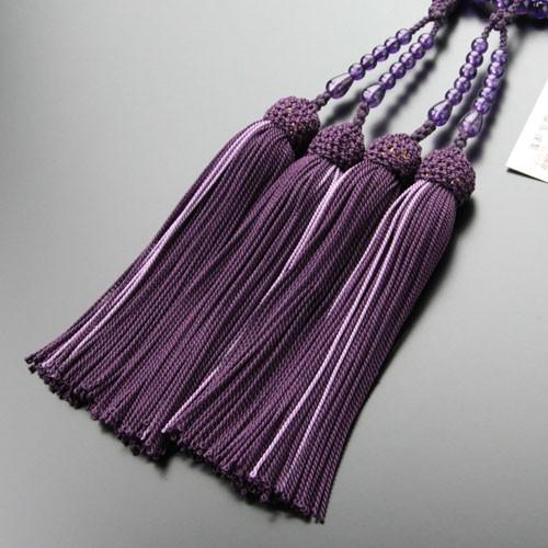 八宗派兼用 数珠 女性用 8寸 5A´ 紫水晶 正絹2色房 | 数珠 パワーストーン はな花 | 02