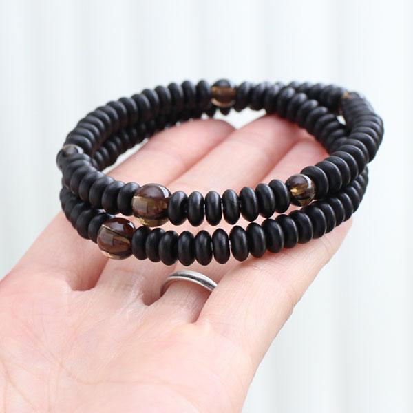 数珠 パワーストーン はな花 数珠ブレスレット 108玉 みかん玉 黒檀 茶