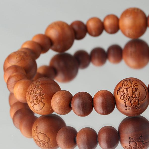 数珠 パワーストーン はな花 ≪特別価格≫七福神 彫刻 白檀（インド産