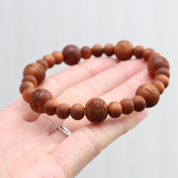 数珠 パワーストーン はな花 ≪特別価格≫七福神 彫刻 白檀（インド産