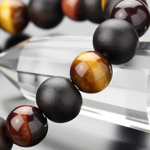 パワーストーン ブレスレット 約10ミリ 艶消縞黒檀 虎目石 赤虎目石 | 数珠 パワーストーン はな花 | 01
