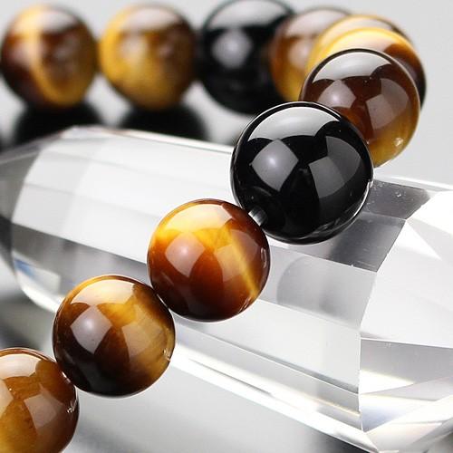 パワーストーン ブレスレット　約12ミリ　ブラックオニキス　約10ミリ　虎目石　天然石 | 数珠 パワーストーン はな花 | 01
