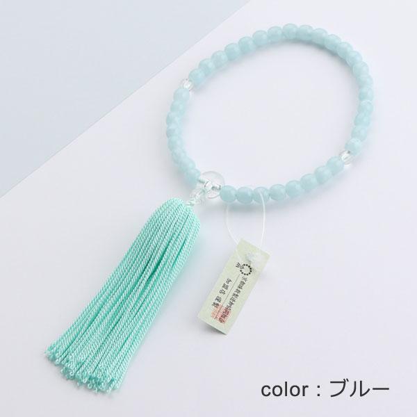 ≪選べる2色≫数珠 子供用 ブルー / ピンク | 数珠 パワーストーン はな花 | 02