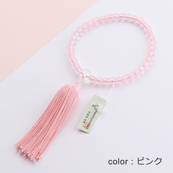 ≪選べる2色≫数珠 子供用 ブルー / ピンク | 数珠 パワーストーン はな花 | 03