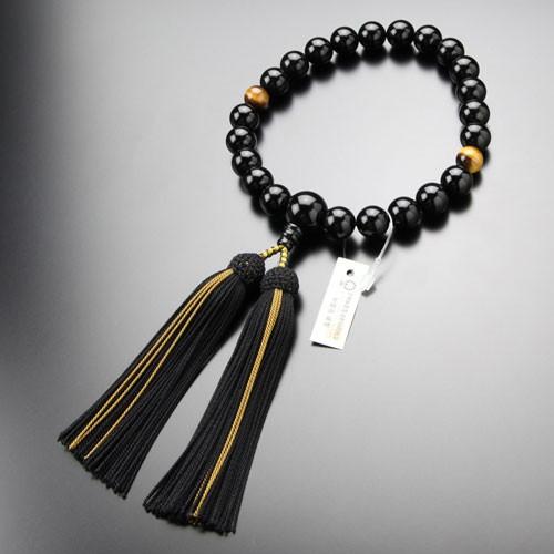 数珠 男性用 22玉 黒オニキス 2天 虎目石 正絹2色房 数珠袋付き 数珠 パワーストーン はな花 通販 Yahoo ショッピング