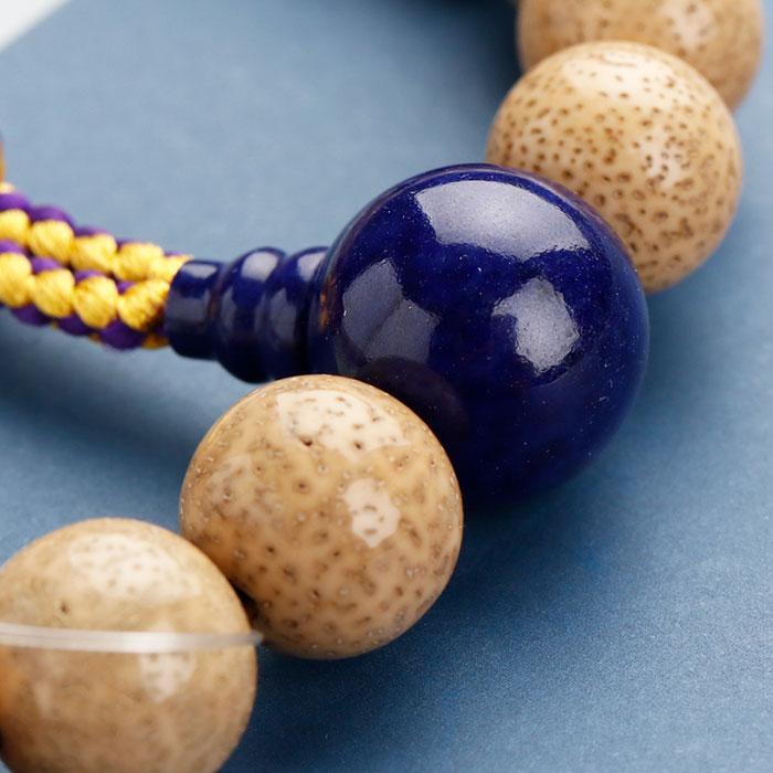 ≪美心（BISHIN）≫数珠 男性用 22玉 5A´ 粒撰 星月菩提樹 ラピスラズリ 正絹製・2色梵天房 数珠袋付き | 数珠 パワーストーン はな花 | 02