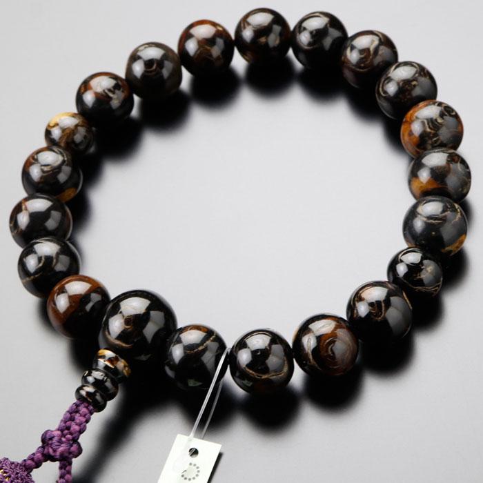 数珠 男性用 18玉 本海松（約16×17ミリ） 正絹2色房 （4匁） 数珠袋付き | 数珠 パワーストーン はな花