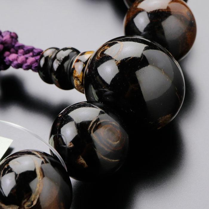 数珠 男性用 18玉 本海松（約16×17ミリ） 正絹2色房 （4匁） 数珠袋付き | 数珠 パワーストーン はな花 | 02