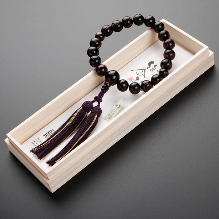 数珠 男性用 18玉 本海松（約16×17ミリ） 正絹2色房 （4匁） 数珠袋付き | 数珠 パワーストーン はな花 | 05