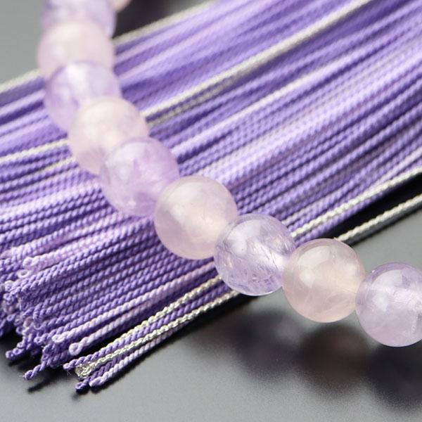 数珠 女性用 約7ミリ ローズクォーツ 藤雲石 交互 本水晶 銀花かがり房 数珠袋付き | 数珠 パワーストーン はな花 | 03