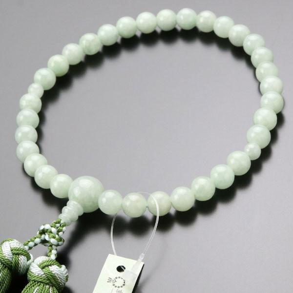 ≪特別価格≫数珠 女性用 約8ミリ ビルマ翡翠 銀花かがり房 数珠袋付き | 数珠 パワーストーン はな花