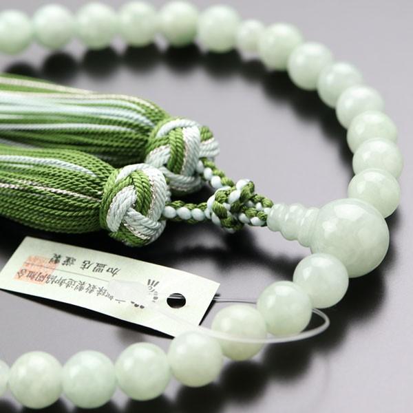 ≪特別価格≫数珠 女性用 約8ミリ ビルマ翡翠 銀花かがり房 数珠袋付き | 数珠 パワーストーン はな花 | 02