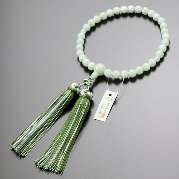 ≪特別価格≫数珠 女性用 約8ミリ ビルマ翡翠 銀花かがり房 数珠袋付き | 数珠 パワーストーン はな花 | 04
