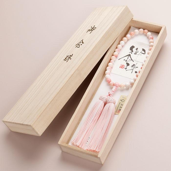 数珠 女性用 約8ミリ ピンクコンクシェル 正絹頭付2色房 数珠袋付き | 数珠 パワーストーン はな花 | 05