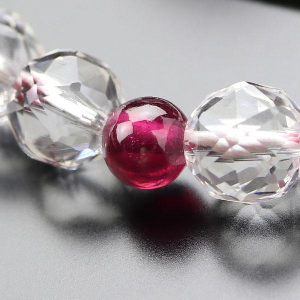 ≪美心（BISHIN）≫数珠 女性用 約8ミリ 5A´ スターカット水晶 2天 ルビー 3色梵天房 数珠袋付き｜nenjyu｜04