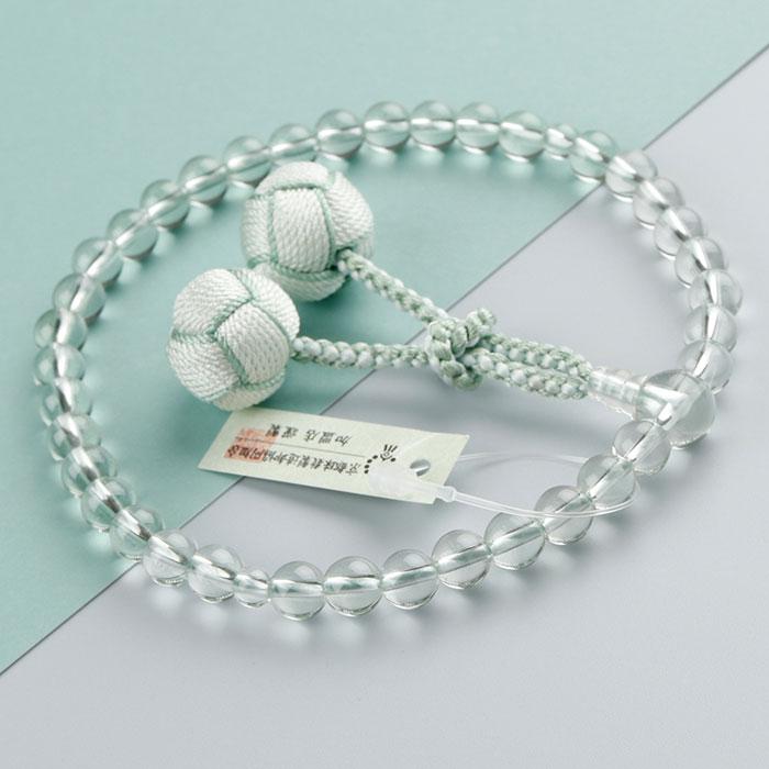 数珠 女性用 約7ミリグリーンアメジスト 共仕立 正絹製・小田巻梵天房 数珠袋付き | 数珠 パワーストーン はな花 | 01