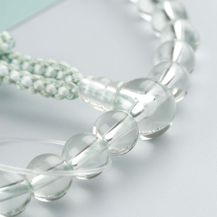 数珠 女性用 約7ミリグリーンアメジスト 共仕立 正絹製・小田巻梵天房 数珠袋付き | 数珠 パワーストーン はな花 | 02