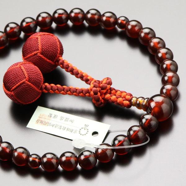 数珠 女性用 約8ミリ オレンジガーネット 2色梵天房 数珠袋付き｜nenjyu