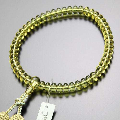 数珠念珠天然琥珀グリーンアンバー新品