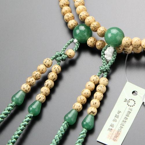 真言宗 数珠 女性用 8寸 星月菩提樹 印度翡翠 梵天房 | 数珠 パワーストーン はな花 | 01