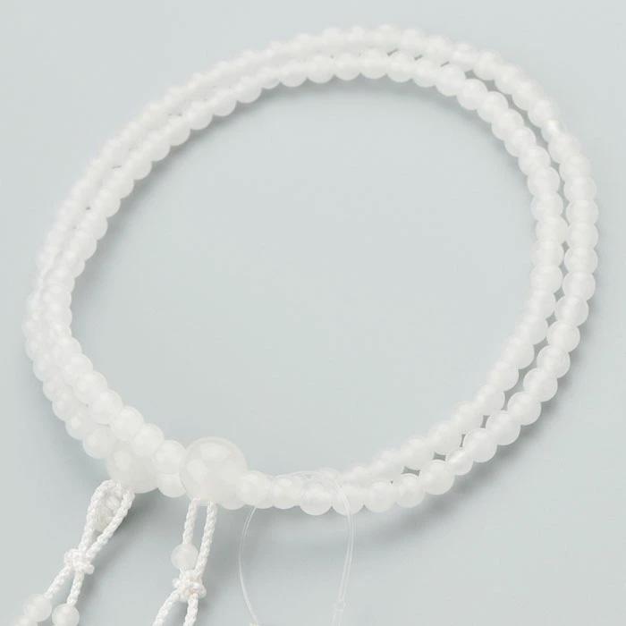 ≪特別価格≫真言宗 数珠 女性用 8寸 108玉 白オニキス 共仕立 正絹製・梵天房 数珠袋付き | 数珠 パワーストーン はな花