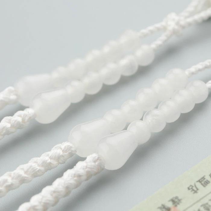 ≪特別価格≫真言宗 数珠 女性用 8寸 108玉 白オニキス 共仕立 正絹製・梵天房 数珠袋付き | 数珠 パワーストーン はな花 | 03