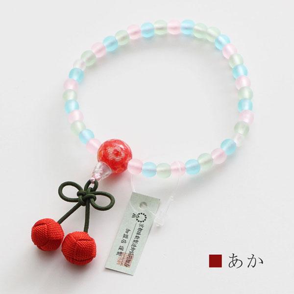 【送料無料】≪選べる5色≫数珠 子供用 さくらんぼ房 | 数珠 パワーストーン はな花 | 01