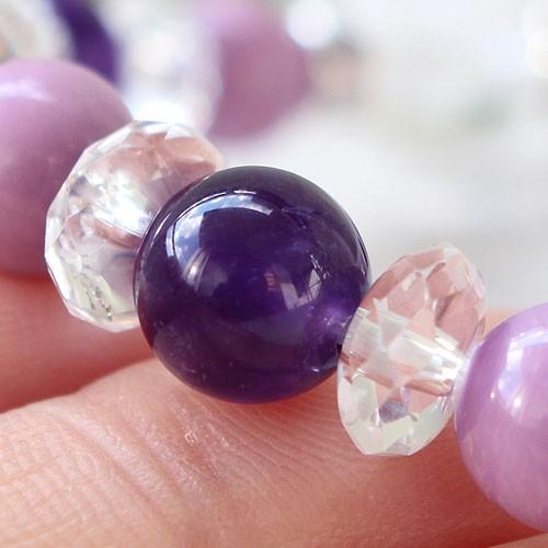数珠 パワーストーン はな花 約10ミリ カット水晶 約8ミリ アメジスト 