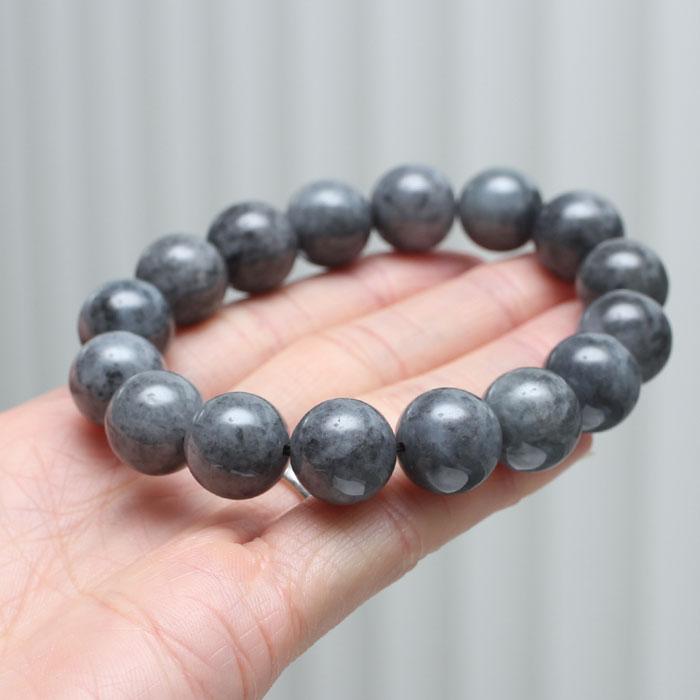 数珠 パワーストーン はな花 黒ビルマ翡翠 ブレスレット 約13mm 