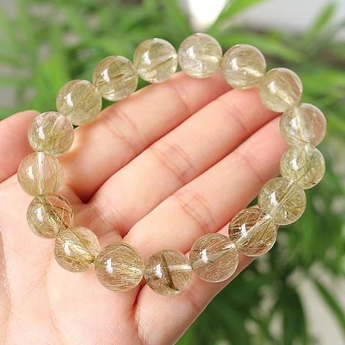 グリーンルチルクォーツ ブレスレット 約12ミリ ストレート 天然石  