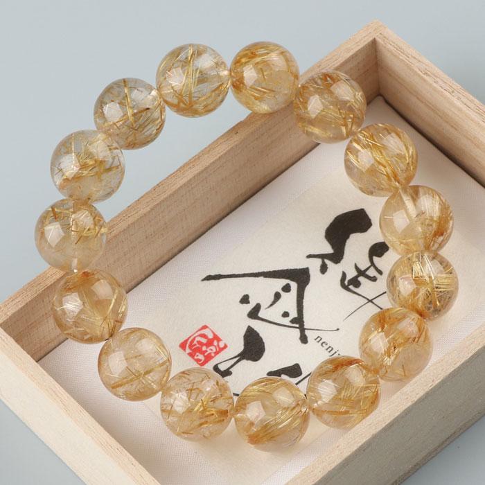 数珠 パワーストーン はな花 【現品お届け！】鑑別書付き ルチル