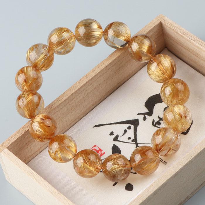 タイチンルチル ブレスレット 鑑別付き 数珠 パワーストーン はな花 【現品お届け！】鑑別書付き