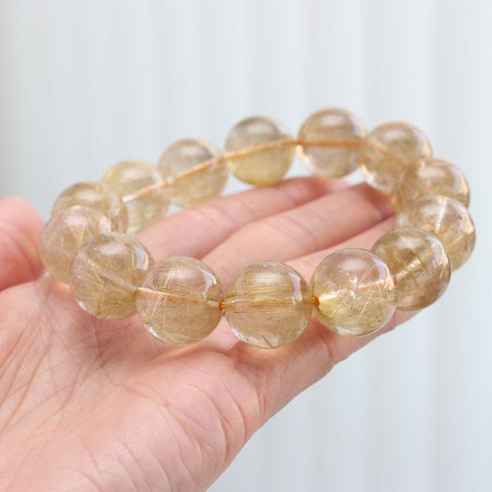 【現品お届け！】ルチルクォーツ ブレスレット 約16.5mm 4A´ ストレート | 数珠 パワーストーン はな花 | 03