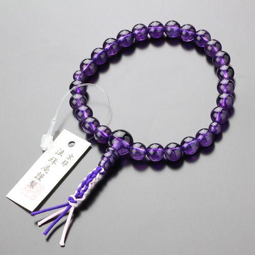 紫水晶 ブレスレット 約20mm 9珠 新品 ギフト対応可 数珠 パワーストーン はな花 数珠ブレスレット 約7ミリ 上質 紫水晶