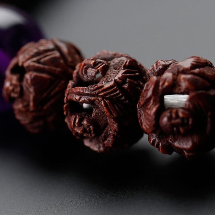 数珠 パワーストーン はな花 数珠ブレスレット 約9×10mm 羅漢彫り 柘植