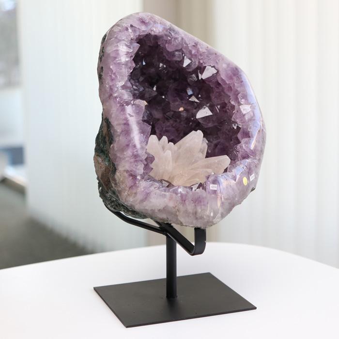 数珠 パワーストーン はな花 アメジストジオード(カルサイト 数珠 パワーストーン はな花 アメジストジオード(カルサイト